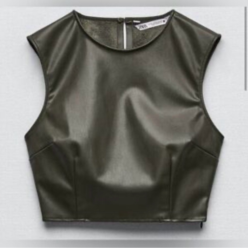 Zara Faux leather crop top size large brand new